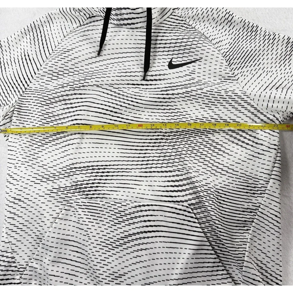 Nike Dri-FIT Mens XL Hoodie White Black Dash‎ Pattern Pullover Sweatshirt